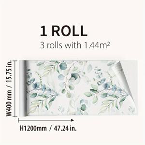 TEMU 1 롤 러스티ック 식물학적 프린트 창 필름, PVC 정적 클링 프라이버시 글래스 스티커, 16밀 두께, 접착제 없음, 반투명, 47.24x15.75 인치