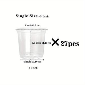 TEMU 27/36개 3.5/5/6인치 투명 플라스틱 화분, 배수구가 있는 내구성 있는 씨앗 스타터 화분, 실내외 원예용, 클래식 라운드 디자인, 꽃, 허브, 묘목에 적합, 식물용 화분