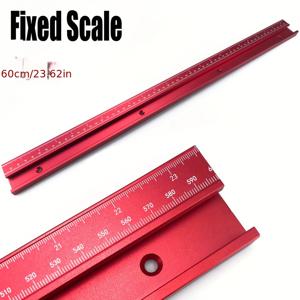 TEMU 내장 스케일이 있는 조절 가능한 알루미늄 합금 레일 – 방청, 판지 및 금속용 정밀 목공 도구, 길이 30cm/11.81in, 화이트/레드, 플랫 헤드 디자인, 목공 도구 및 액세서리