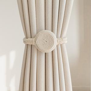 TEMU 1개 자석 커튼 타이백 - 강력한 자석 잠금 기능, 베이지/중성 색상, 거실·침실·사무실용 - 모던 창문 장식 및 기능성 고정재, 쉬운 설치 드레이프, 시어 커튼, 디자인, 내구성 있는 패브릭 루프, 현대적 스타일, 견고한 구조, 홈 데코레이터