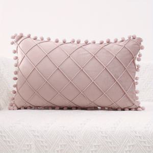 TEMU 시크한 폼폼 패치워크 쿠션 커버 - 지퍼가 달린, 손세탁 가능한 폴리에스테르 쿠션 케이스, 거실 & 침실 장식용 - 베이지, 그린, 민트, 화이트, 핑크, 블랙 색상 (내부 삽입물 미포함)