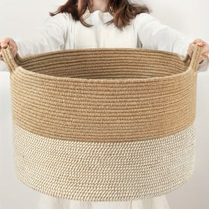 TEMU 대형 수납 바구니, 21.7 x 13.8 인치 담요 정리용 거실 바스켓, 빨래바구니 및 장난감 베개 신발 보관함, 입구용 블랙 주트, 90L