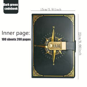 TEMU 비밀번호 잠금 노트 A5 잠금 장치 학생 노트 메모장 두꺼운 일본식과 한국식 문구 빈티지 코드북 학습 노트 사무용품 비즈니스 메모장 학생 학습 패션