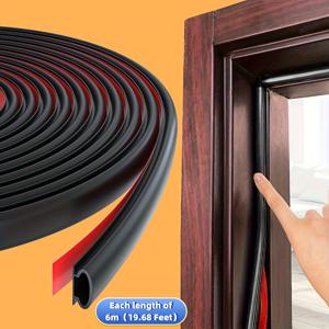 TEMU 문/창문용 고무 웨더 씰링 스트립, 방수 자체 접착 웨더스트립, 방음 검정색 10m(32.8피트)/6m(19.68피트)