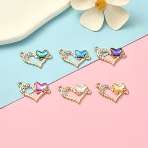 TEMU 6pcs 더블 홀 링크 세트 나비 라인 스톤 홀로우 러브 합금 펜던트 커넥터 참 링크 14 * 23mm 보석 팔찌 목걸이 만들기에 적합합니다