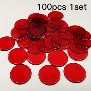 TEMU 19mm 투명 플라스틱 디스크 게임 액세서리, 빙고 게임 용품, 레저 및 엔터테인먼트 소품, 게임 토큰, 디지털 코인, 체스 룸 토큰, 교육 도구, 수학 학습 카운팅 마커, 컬러풀 토큰, 숫자 카운터, 100개 들이 봉투 포장