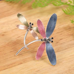 TEMU 두 개의 파란색 잠자리 사랑스러운 생일 파티 브로치 1 pc 여성을위한 귀여운 동물 테마 브로치 핀