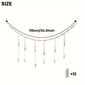 TEMU 1개 클립이 달린 걸이형 사진 디스플레이, 비즈 가랜드, 보호 스타일 콜라주 사진 프레임 장식, 기숙사, 교실, 침실용