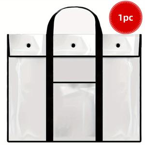 TEMU 1pc 대용량 아트 보관 가방, 어깨 스트랩 포함 - 포스터, 그림 및 용품을 위한 내구성 있는 플라스틱 정리함 - 블루/블랙/레드 옵션, 휴대용 보관 가방 | 튼튼한 핸들 디자인 | 내구성 있는 플라스틱 소재, 아트 보관 정리함