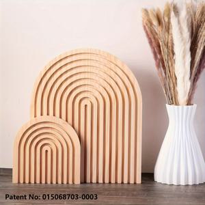 TEMU 2pcs 나무 무지개 아치 홈 데코 세트 - 천연 나무 조직, 식품 접촉 없음, 거실, 침실, 주방, 사무실 선반 및 테이블 데코, 선반 데코, 스타일, 천연 나무 마감, 홈 데코