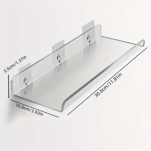TEMU 1개 두꺼운 투명 아크릴 벽걸이 욕실 선반 - 드릴링 없는 접착식 설치, 대형 & 소형 사이즈, 샤워실, 홈 & 오피스 정리용 클래식 스타일 다목적 수납대, 노드릴 설치, 디자인
