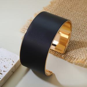 TEMU 1개 넓은 얼굴 메탈 인조 가죽 팔찌 | 스타일, 빈티지, 섹시, 멀티 컬러 젤리, 다용도, 우아하고 예술적