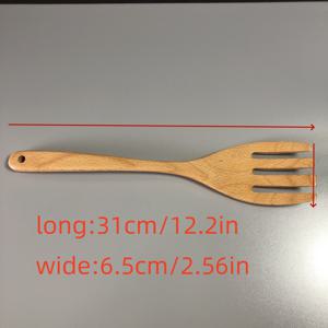 TEMU 비치 나무 스팟ゥ라, 가정용 요리 스팟ゥ라, 나무 스팟ゥ라, 대형 나무 포크, 긴 손잡이 솔리드 나무 요리 스팟ゥ라, 고온 방지 나무 주방 용품, 스팟ゥ라, 숟가락, 및 포크.