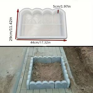 TEMU 1개 레트로 스타일 꽃밭 울타리 시멘트 몰드, 정원 작은 울타리 모델, 잔디 울타리 화단 경계석 포장 몰드