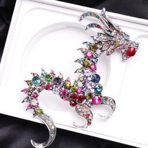 TEMU 화려한 빈티지 드래곤 브로치와 컬러풀한 라인스톤 - 아연 합금, 남성용 독특한 동물 테마 액세서리
