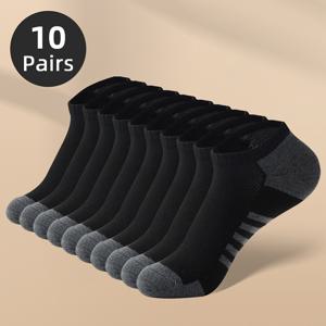 TEMU 남성용 운동 양말 10켤레 - 로우컷 짐, 트레이닝, 캐주얼 - 통기성 좋은 흡습성 운동 양말, 아치 및 쿠션 지지, 단색 (네이비) - 남성용 피트니스 및 캐주얼 웨어, 짐 양말, 세련된 양말 디자인을 위한 내구성 좋은 폴리에스터