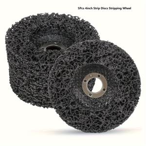 TEMU 헤비듀티 4인치 스트립 디스크 그라인더 부착물 5팩 - 실리콘 카바이드, 블랙 & 레진 본드 연마 휠, 페인트 제거, 녹, 용접, 산화 제거용 - 그라인더 기계용 (와그너 페인트 이터/드릴 미사용)