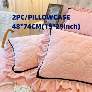 TEMU 2팩 밀크 벨벳 베개커버, 부드러운 퀼트 스레드, 통기성 및 땀 흡수, 단색 패턴, 기계 세척 가능, 폴리에스터, 180-200 Gsm - 베개 인서트는 포함되지 않습니다