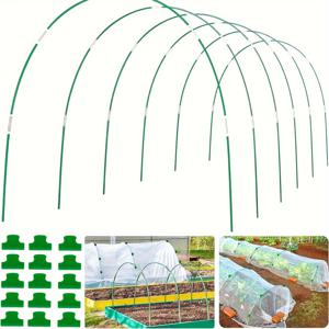 TEMU 36개 세트의 PE 소재 가든 후프로 만든 높은 화단용 - 녹지 않는 유리섬유 프레임 터널 서포트, 식물 커버 및 성장 터널을 위한 커넥터 및 클립 포함