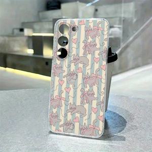 TEMU 삼성 시리즈 A54/A53/A52(A52S 유니버설 /A34(5G)A32(5G) /A14(5G)/A13 5G /A12/A04S/S10+/S21/S21U/S21+/S22/S22+/S22U/S23/S23+/S23U 및 S24 시리즈 A15/A35(5G)/A55(5G)에 적합한 고양이 고급 패턴 투명 엣지 트렌디한 모바일 폰 케이스