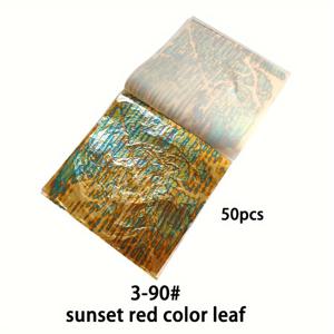 TEMU 구리 호일 시트 50장, 패턴 색상 금속 호일 잎자루 책자, 14cm, 금박, 가구, 네일 아트, 그림, DIY 공예