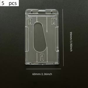 TEMU 학교 명찰, 신용카드, 운전면허증, 패스용 5개입 하드 투명 PC 케이스 보호대 - 사무실용 명찰 및 명함 홀더, 세로 스타일, 학용품, 케이스,세련된 디자인,내구성 있는 플라스틱,다용도 케이스,카드 슬리브,사무직 근로자,전문가
