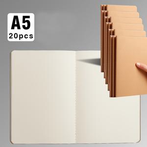 TEMU 크래프트 종이 커버가 있는 20개 A5 빈 종이 저널 노트북, 대량 빈 저널, 72페이지 구성 노트북, 여행자용 여행 저널 세트, 사무용품