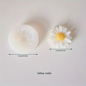 TEMU 실리콘 데이지 캔들 세트, 1개 꽃 모양 DIY 캔들 제작 성형기, 재사용 가능한 실리콘 공예 성형기, 쉽게 세척 및 제거 가능, 수제 캔들 및 비누용 둥근 성형기 - 꽃 주제