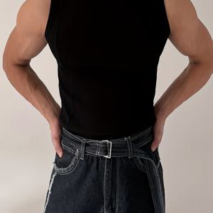 TEMU 남성용 슬림핏 블랙 민소매 운동 탱크탑 - 100% 폴리에스터, 통기성 및 신축성, 라운드넥, 여름 피트니스 & 트레이닝용 체육복