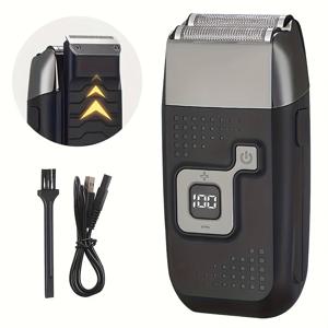 TEMU MIGUAN 2 in 1 전기 충전식 필러 면도기, 리튬 배터리, 1200mAh, USB 충전, 조절 가능한 속도 면도기, 이중 메쉬 면도기, 헤어 클리퍼 포함, 머리 면도, 헤어컷, 부활절 선물