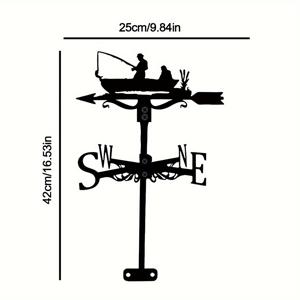 TEMU 해양 낚시 풍향계 - 보트 & 어부 디자인, 내구성 강철 구조, 부두/정원/캐빈용 방향 표시기 - 낚시꾼과 해양 장식에 이상적인 선물, 실내외 장식품, 빈티지 감각의 날씨 저항 마감, 웨더베인, 낚시꾼을 위한 선물