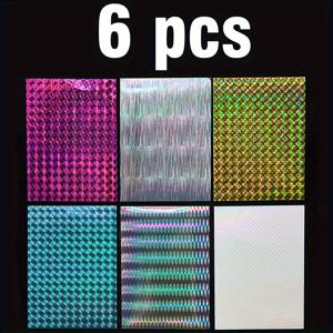 TEMU 다양한 색상의 플래시 테이프 6개 세트, 만능 접착제 PVC 낚시 미끼 스티커, 홀로그래픽 DIY 미끼 비늘 반사 스티커, 인공 미끼용