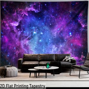 TEMU 1개 초대형 우주 테마 태피스트리 - 네온 퍼플 & 코스믹 벽걸이, 걸이 클립 포함, 설치 불필요, 거실, 침실, 사무실용, 내구성 좋은 소재, 생생한 디자인, 간편한 걸이 기능, 침실 장식 또는 선물, 모던 홈 데코