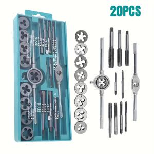 TEMU 12/20개/세트 멀티펑션 탭 및 다이 키트 드릴 & 탭 세트 도구 선물, M3-M12 미터법 나사산 플러그, 직선 테이퍼, 나사산 플러그 직선 테이퍼 리머 도구, 탭핑 및 나사산 도구