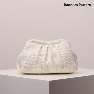 TEMU 크로셰 클러치 백, 빈티지 기하학적 패턴, 폴리에스터 안감, 휴가 스타일, 휴일 테마, 버클 클로저, 파티 및 해변을 위한 다재다능한 액세서리 - 광저우 (패턴 다양)