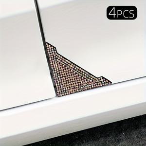 TEMU 라인스톤 도어 코너 보호 스티커 4개 세트, 차량용 문코너 프로텍터, 긁힘 방지 커버, 외부 범퍼, 자동차 보호