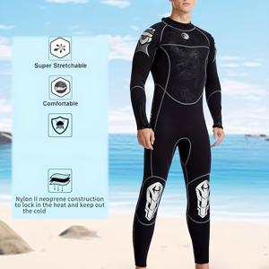 TEMU 하이세아 3mm 드래곤 패턴 남성용 긴팔 수영복 원피스 타이트 수영복 고탄력 원단|레쉬가드|래시가드