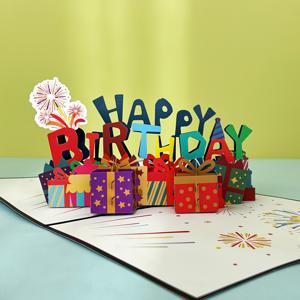 TEMU SWAMMCARD의 봉투가 있는 팝업 생일 카드 1개 | 만화 테마, 친구, 가족 및 동료에게 적합, 종이 재질