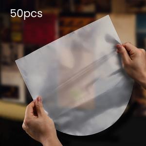 TEMU 50/100개 비닐 레코드 내부 슬리브, LP 투명 비닐 레코드 커버 슬리브, 비닐 LP용 방전 방지 플라스틱 원형 바닥 보호 슬리브 (Record7인치, 12인치)
