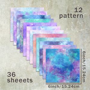 TEMU 6인치 컬러풀 우주 별 배경 스크랩북 용지 36장 세트, 불릿 다이어리 쓰레기 잡지 인사말 카드 배경 사진 앨범 및 공예에 적합