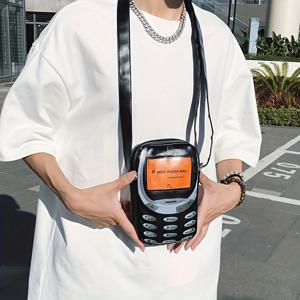 TEMU 백 2024 신상 남녀공용 블랙 화이트 미니 숄더 백크로스바디 폰 가방 소형 포켓 모바일폰 사간 레트로 휴대폰 가방