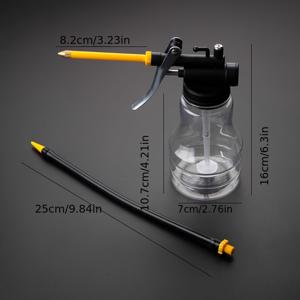 TEMU 1pc 고압 투명 오일 스프레이 병, 긴 및 짧은 노즐, 250ml 용량, 내구성이 뛰어난 구리 노즐, 자동차, RV 및 자전거 윤활에 이상적 - 자동차 유지 보수 필수품|투명 오일 병|내구성이 뛰어난 구조, 오일 디스펜서