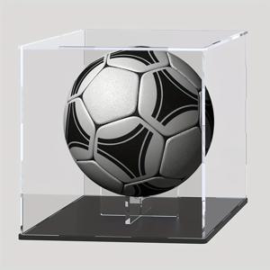 TEMU 수직 스탠드가 있는 풀사이즈 축구공 디스플레이 케이스, DIY 아크릴 쇼케이스 박스, 자외선 차단 속성의 축구공 액세서리, 수집품, 피규린, 차량을 위한 서명 공 디스플레이 박스 - 유니버설 (1010 인치)