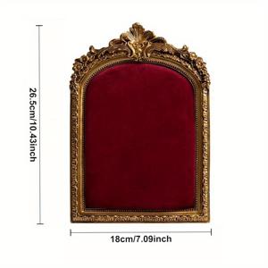 TEMU 1개 유럽 럭셔리 빈티지 쥬얼리 디스플레이 스탠드, 레드 벨벳 프레임 귀걸이 거치대, 액세서리 및 비즈를 위한 수지 직사각형 탁상 쥬얼리 오가나이저, 다목적 사용, 쥬얼리 타워