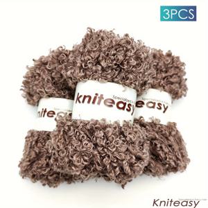 TEMU 3개입 150g, 고품질 테디 플러시 원사, 매우 편안하고 부드러운 촉감, 스카프와 모자로 손으로 뜨거나 인형 머리 직조로 사용 가능, 수제 DIY 창작 및 다양한 수공예에 적합