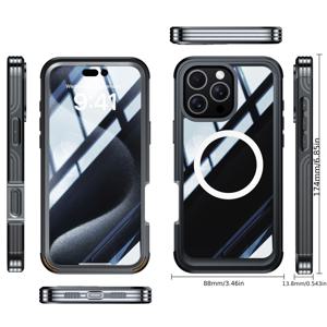 TEMU 아이폰16프로맥스 플러스 PRO 17프로맥스 17에어 17프로 17용 초슬림 투명 360도 올인원 내장형 스크린 보호 안티드롭 방진 충격 방지 무선 자석 폰 케이스