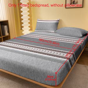 TEMU 모던 기하학적 패턴의 딱 맞는 시트 - 100% 폴리에스터, 기계 세척 가능, 액티브 프린트가 있는 짠 침구, 베개 커버 포함되지 않음