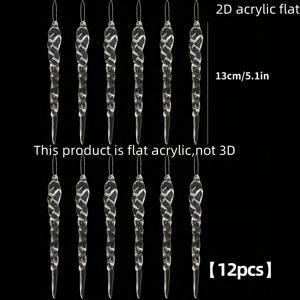 TEMU [2D 플랫] 12개 우아한 아크릴 아이스클리크 장식품 - 글램 스타일 크리스마스 트리 장식품, 축제 휴일 파티 용품용 투명 매달린 펜던트, 크리스마스 장식품