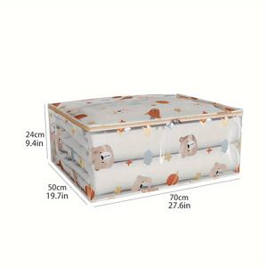 TEMU EVA 접이식 보관 백, 우주 곰 프린트, 손세탁 가능, 혼합 색상, 오일 가장자리 없음, 무작위 프린트, 다기능 방진 방수 대용량 지퍼 이불 커버 정리함