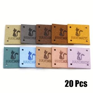 TEMU 20개 팩 수제 고양이 라벨, 1개 가죽 공예 태그, 의류, 뜨개질, 가방, 바구니, 미술 용품, 가죽 모양, 인조 가죽 재료를 위한 DIY 봉제 액세서리